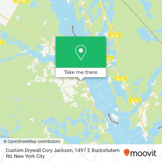 Mapa de Custom Drywall Cory Jackson, 1497 E Buckshutem Rd
