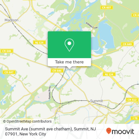 Mapa de Summit Ave (summit ave chatham), Summit, NJ 07901