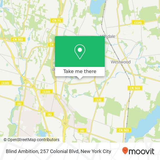 Blind Ambition, 257 Colonial Blvd map