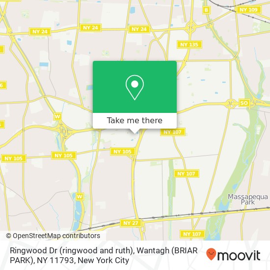 Ringwood Dr (ringwood and ruth), Wantagh (BRIAR PARK), NY 11793 map