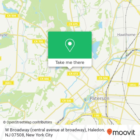 Mapa de W Broadway (central avenue at broadway), Haledon, NJ 07508