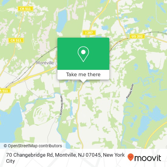 Mapa de 70 Changebridge Rd, Montville, NJ 07045