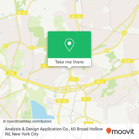 Mapa de Analysis & Design Application Co., 60 Broad Hollow Rd