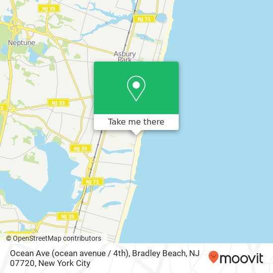 Ocean Ave (ocean avenue / 4th), Bradley Beach, NJ 07720 map