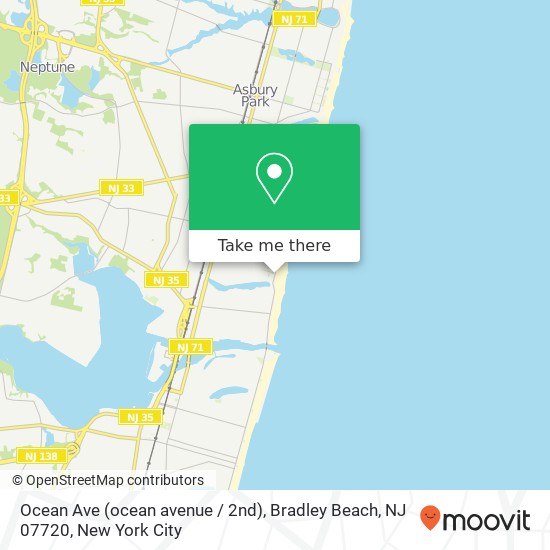 Ocean Ave (ocean avenue / 2nd), Bradley Beach, NJ 07720 map