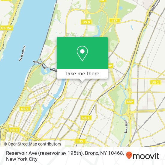 Reservoir Ave (reservoir av 195th), Bronx, NY 10468 map