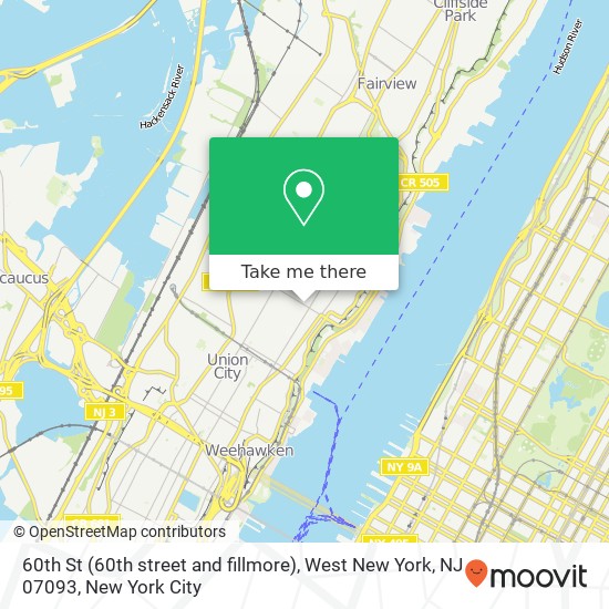 Mapa de 60th St (60th street and fillmore), West New York, NJ 07093
