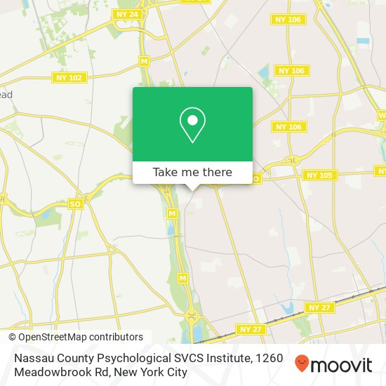 Mapa de Nassau County Psychological SVCS Institute, 1260 Meadowbrook Rd