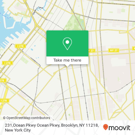 Mapa de 231,Ocean Pkwy Ocean Pkwy, Brooklyn, NY 11218