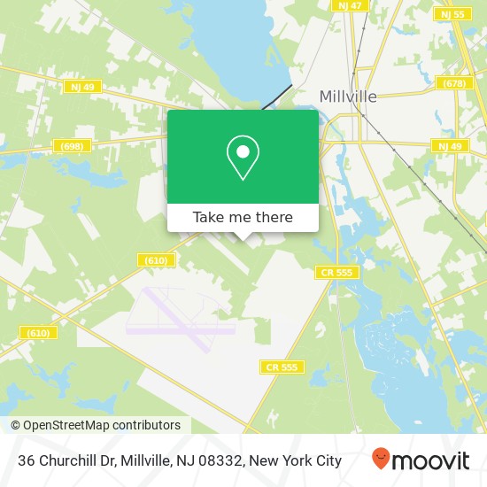 Mapa de 36 Churchill Dr, Millville, NJ 08332