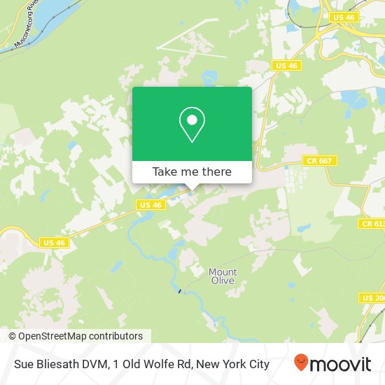 Mapa de Sue Bliesath DVM, 1 Old Wolfe Rd