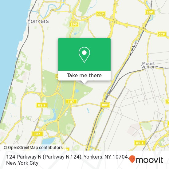 Mapa de 124 Parkway N (Parkway N,124), Yonkers, NY 10704