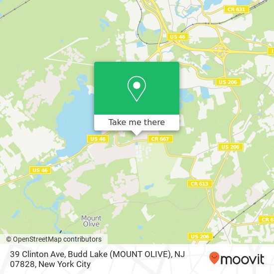 Mapa de 39 Clinton Ave, Budd Lake (MOUNT OLIVE), NJ 07828
