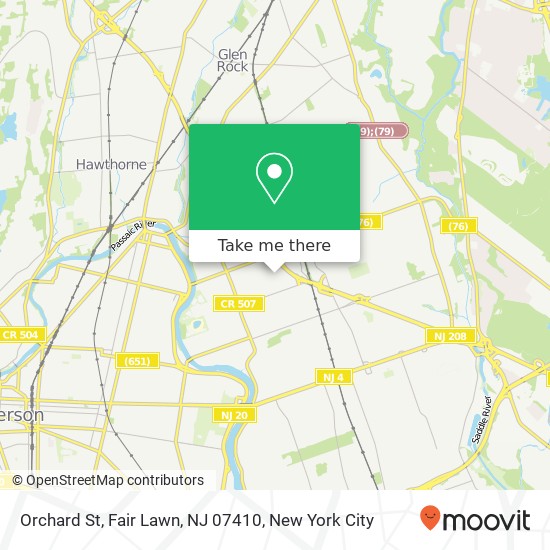 Mapa de Orchard St, Fair Lawn, NJ 07410