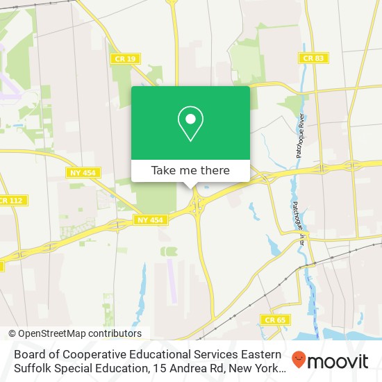 Mapa de Board of Cooperative Educational Services Eastern Suffolk Special Education, 15 Andrea Rd