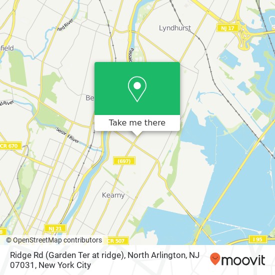 Mapa de Ridge Rd (Garden Ter at ridge), North Arlington, NJ 07031