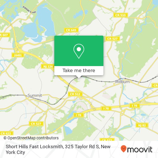 Mapa de Short Hills Fast Locksmith, 325 Taylor Rd S