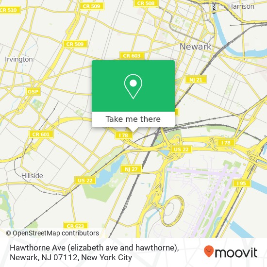 Hawthorne Ave (elizabeth ave and hawthorne), Newark, NJ 07112 map