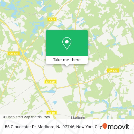 Mapa de 56 Gloucester Dr, Marlboro, NJ 07746