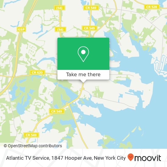 Atlantic TV Service, 1847 Hooper Ave map