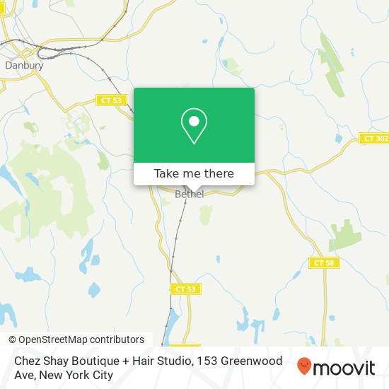 Mapa de Chez Shay Boutique + Hair Studio, 153 Greenwood Ave