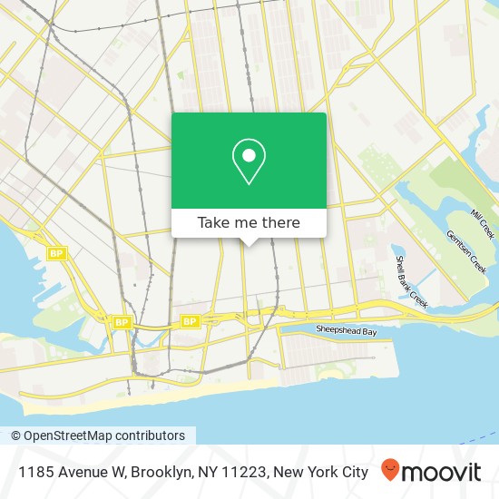 Mapa de 1185 Avenue W, Brooklyn, NY 11223