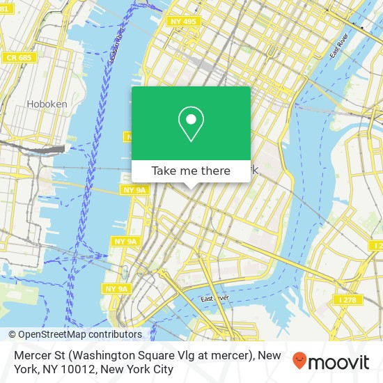 Mapa de Mercer St (Washington Square Vlg at mercer), New York, NY 10012