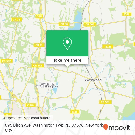 Mapa de 695 Birch Ave, Washington Twp, NJ 07676