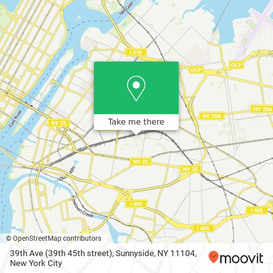 Mapa de 39th Ave (39th 45th street), Sunnyside, NY 11104