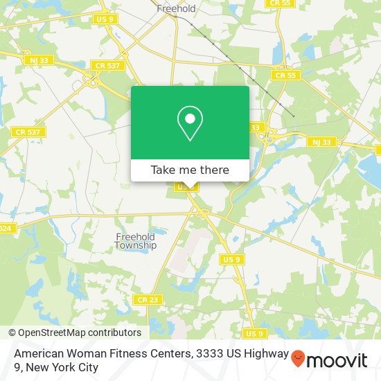 Mapa de American Woman Fitness Centers, 3333 US Highway 9