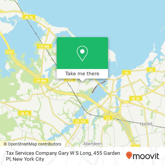 Mapa de Tax Services Company Gary W S Long, 455 Garden Pl