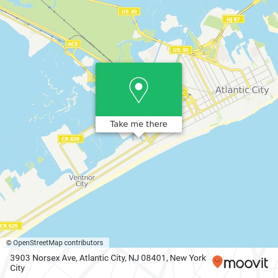 Mapa de 3903 Norsex Ave, Atlantic City, NJ 08401