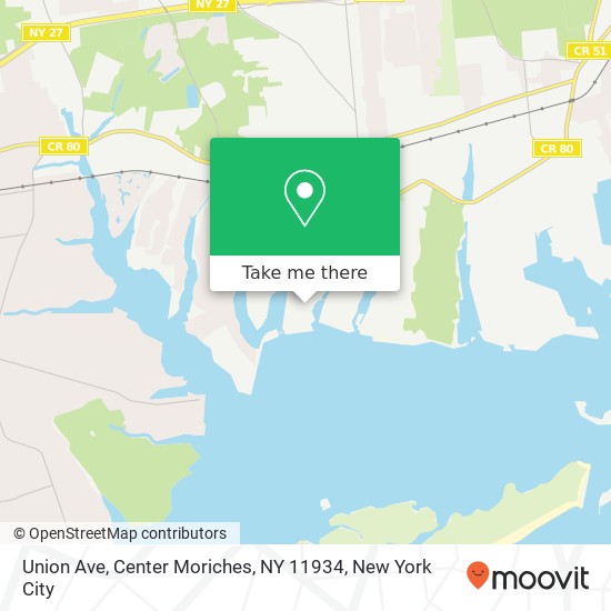 Mapa de Union Ave, Center Moriches, NY 11934