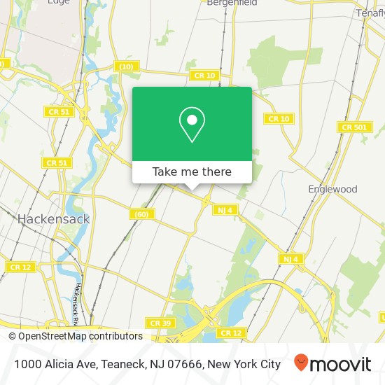 Mapa de 1000 Alicia Ave, Teaneck, NJ 07666