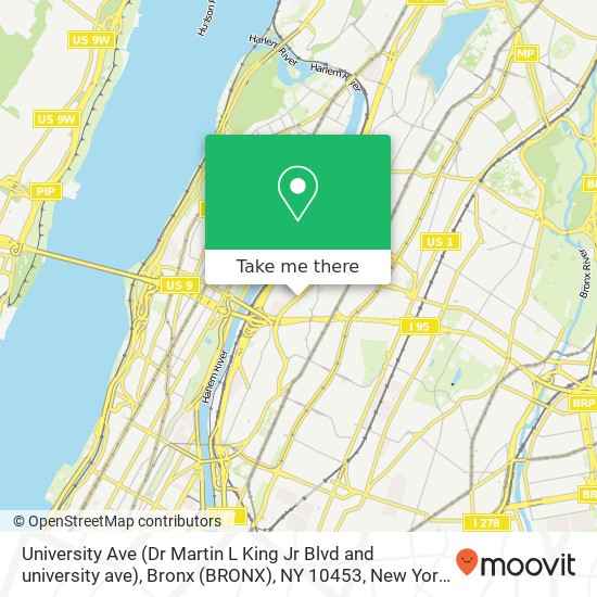 University Ave (Dr Martin L King Jr Blvd and university ave), Bronx (BRONX), NY 10453 map