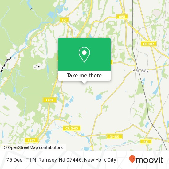 Mapa de 75 Deer Trl N, Ramsey, NJ 07446