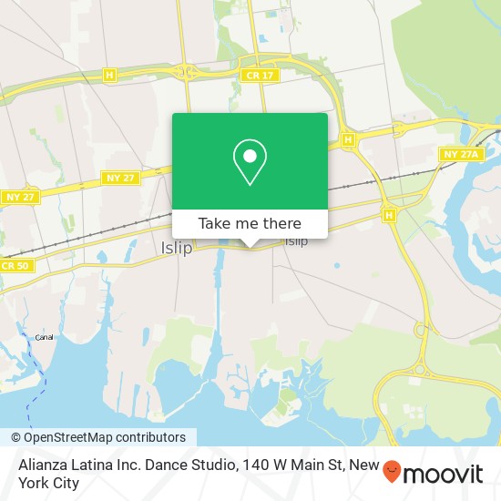 Mapa de Alianza Latina Inc. Dance Studio, 140 W Main St