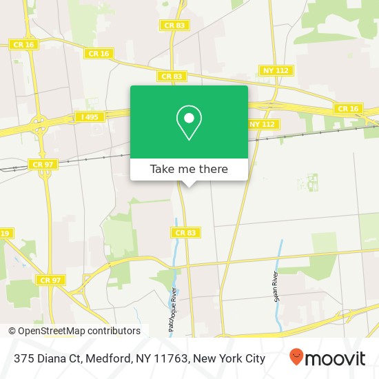 Mapa de 375 Diana Ct, Medford, NY 11763