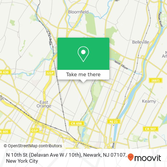 N 10th St (Delavan Ave W / 10th), Newark, NJ 07107 map