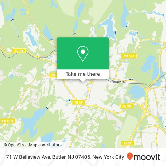 Mapa de 71 W Belleview Ave, Butler, NJ 07405