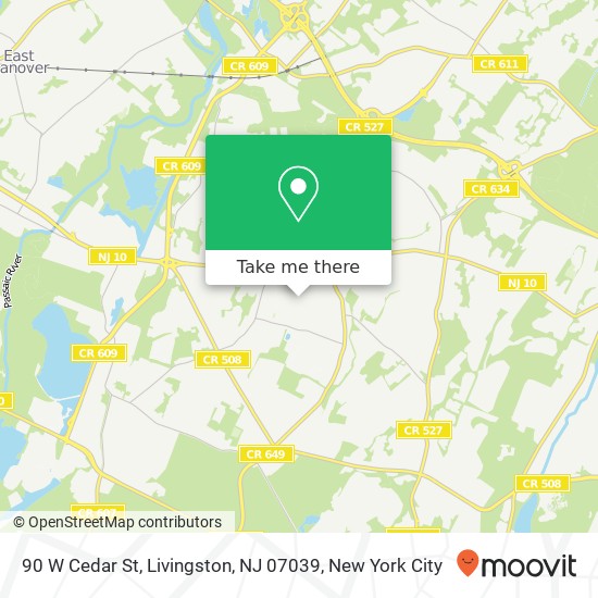 Mapa de 90 W Cedar St, Livingston, NJ 07039