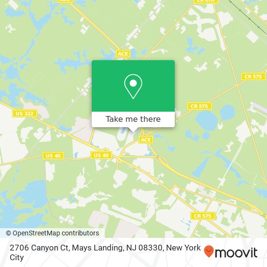 Mapa de 2706 Canyon Ct, Mays Landing, NJ 08330