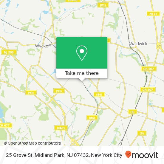 Mapa de 25 Grove St, Midland Park, NJ 07432