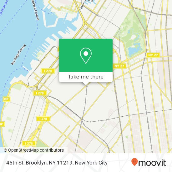 Mapa de 45th St, Brooklyn, NY 11219