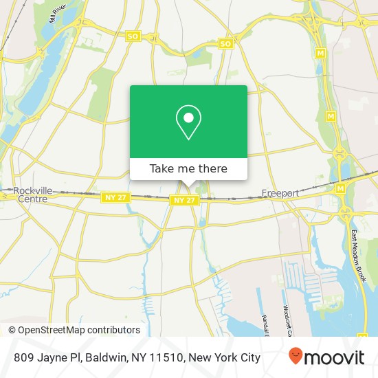 Mapa de 809 Jayne Pl, Baldwin, NY 11510