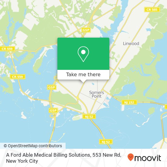 A Ford Able Medical Billing Solutions, 553 New Rd map