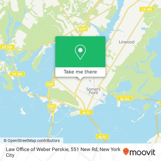 Mapa de Law Office of Weber Perskie, 551 New Rd