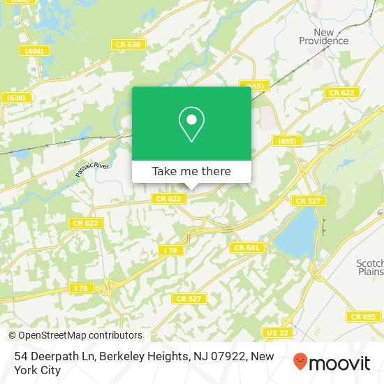Mapa de 54 Deerpath Ln, Berkeley Heights, NJ 07922