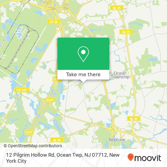 Mapa de 12 Pilgrim Hollow Rd, Ocean Twp, NJ 07712