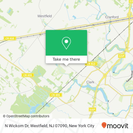 Mapa de N Wickom Dr, Westfield, NJ 07090